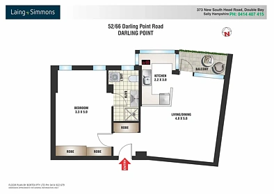 52/66 Darling Point Road, Darling Point, NSW 2027, 1 rūma, 1 rūma horoi, Apartment