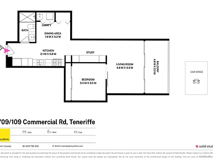 TOP FLOOR/109 Commercial Road, Teneriffe, Brisbane - Inner City Region, 1 غرف, 1 حمامات, Apartment