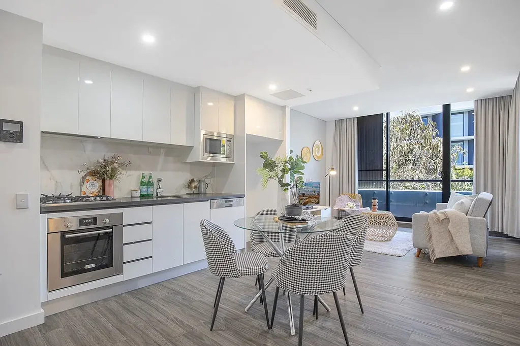 Partially Furnished One-Bedroom Apartment with Private Parking and Balcony in Trendy Rosebery
