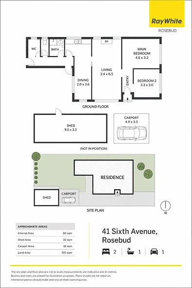 41 Sixth Avenue, Rosebud, VIC 3939, 2房, 1浴, House