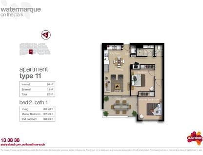3511/126 Parkside Circuit,, Hamilton, Brisbane - Northern Region , 2 rūma, 1 rūma horoi, Apartment