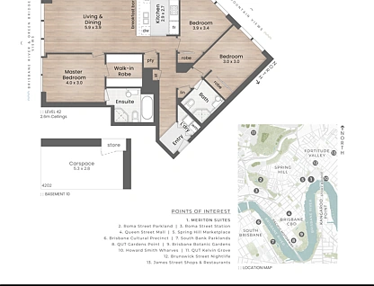 4202/501 Adelaide Street, Brisbane City, Brisbane - Inner City Region, 3 कमरे, 2 बाथरूम, Apartment
