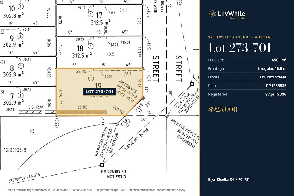 Austral Registered 450.1 m² Homesite in Austral | Irregular, 16.8 m Frontage | Ready to Build