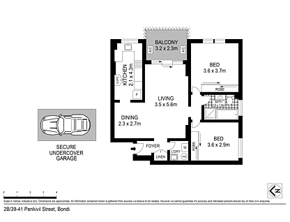 2B/39-41 Penkivil Street, Bondi, Eastern Suburbs, 2 침실, 1 욕실, Apartment