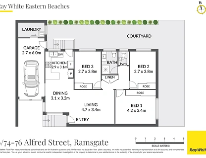 6/74-76 Alfred Street, Ramsgate Beach, St George, 3 कमरे, 1 बाथरूम, Townhouse