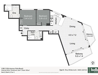 3A/2 Nineteenth Avenue, Palm Beach, QLD 4221, 2 ਕਮਰੇ, 2 ਬਾਥਰੂਮ, Apartment