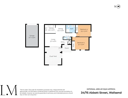 34/75 Abbott Street, Wallsend, Newcastle, 2 Schlafzimmer, 1 Badezimmer, Unit