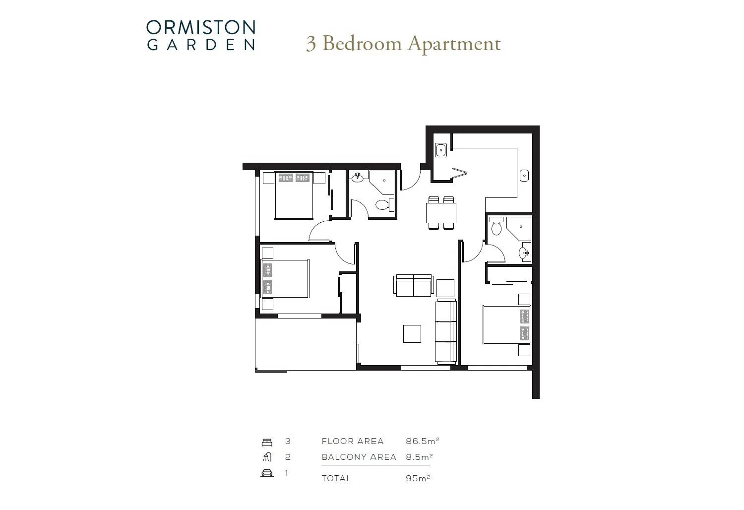 101/5 Dishys Road, Flat Bush, Manukau City, Auckland, 3房, 1浴, Apartment