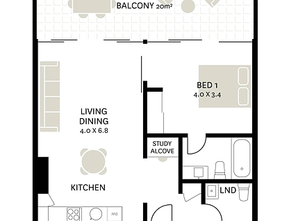 89/37 Morley Avenue (Enter at 747 Botany Road), Rosebery, Eastern Suburbs, 1 રૂમ, 1 બાથરૂમ, Apartment