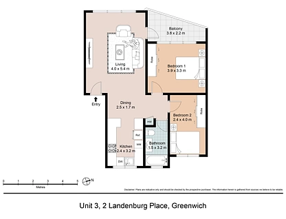 3/2 Landenburg Place, Greenwich, Lower North Shore, 2 રૂમ, 1 બાથરૂમ, Apartment