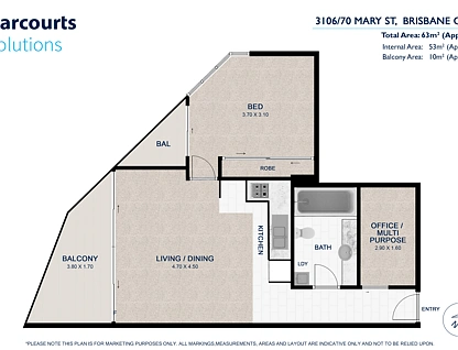 3106/70 Mary Street, Brisbane City, Brisbane - Inner City Region, 1 कमरे, 1 बाथरूम, Apartment