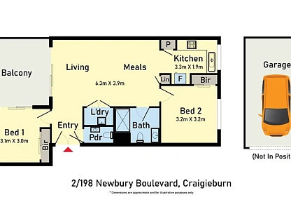 2/198 Newbury Boulevard, Craigieburn, North Melbourne, 2房, 1浴, Unit