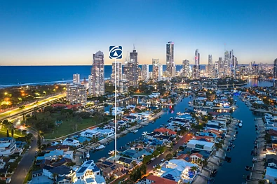 Surfers Paradise 4 Bedroom Coastal Elegance - East to Water Single Level Home with City Skyline Views