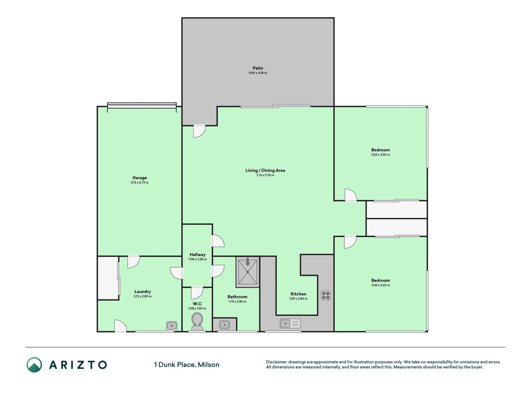 1 Dunk Place, Milson, Palmerston North City, 2 Bedrooms, 1 Bathrooms, House
