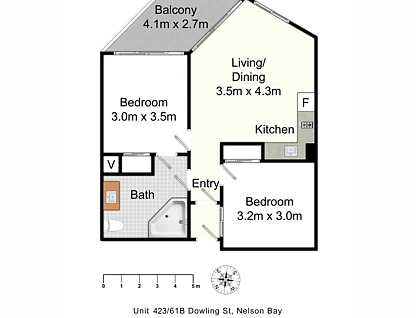 423/61 Dowling Street, Nelson Bay, Hunter, 2 phòng ngủ, 1 phòng tắm, Apartment
