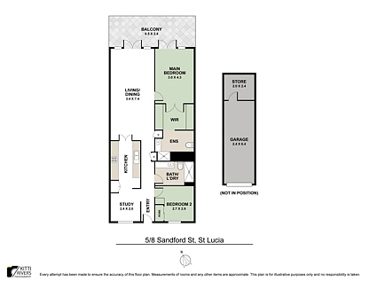 5/8 Sandford Street, St Lucia, Brisbane Western Region, 2 ห้องนอน, 2 ห้องน้ำ, Apartment