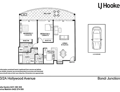 43/2A Hollywood Avenue, Bondi Junction, Eastern Suburbs, 2部屋, 2バスルーム, Apartment