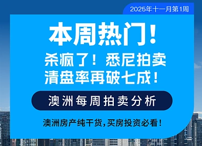 悉尼拍卖｜11.03-11.09房地产市场周报