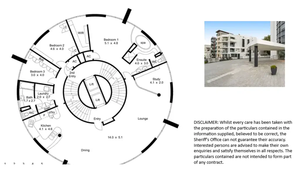 West Perth 3房  Sale by Sheriff's Auction - Mt Eliza Apartments  - Unit 23, 20 Bellevue Terrace, West Perth WA 6005