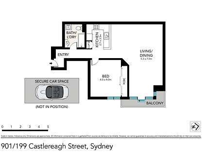 901/199 Castlereagh Street, Sydney, Sydney CBD, 1 રૂમ, 1 બાથરૂમ, Apartment
