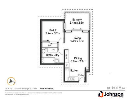 306/11 Ellenborough Street, Woodend, Ipswich - Greater Region, 1 rūma, 1 rūma horoi, Apartment