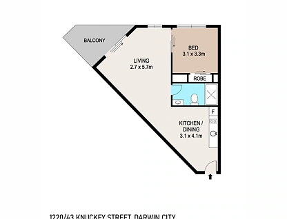 1216/43B Knuckey Street, Darwin City, NT 800, 1房, 1浴, Unit