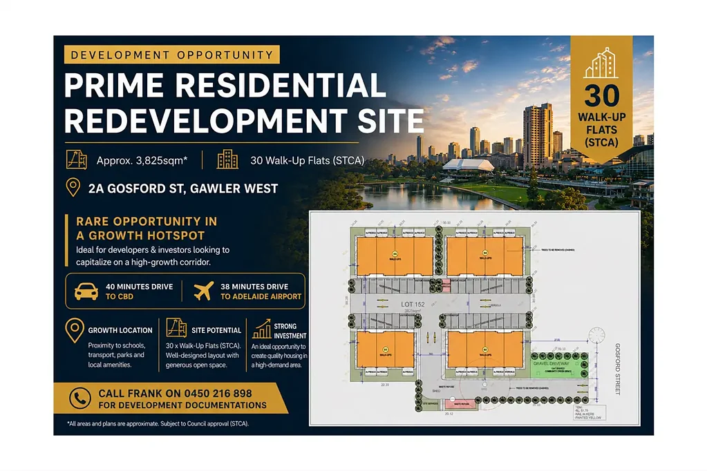 Gawler West 4બેડરૂમ 30-Dwelling Development Opportunity