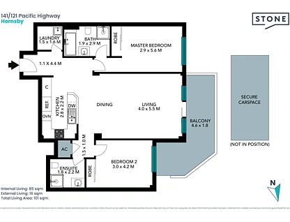 141/121-133 Pacific Highway, Hornsby, Upper North Shore, 2 habitaciones, 2 baños, Apartment