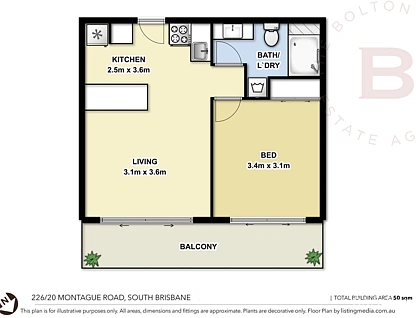 226/20 Montague Road, South Brisbane, Brisbane - Inner City Region, 1部屋, 1バスルーム, Unit