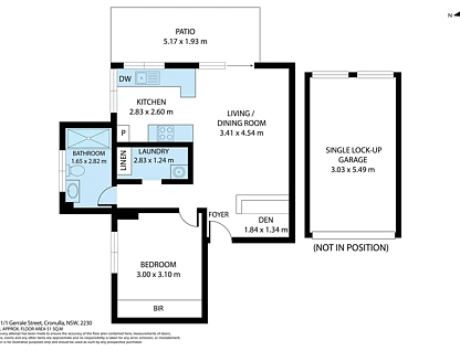 1/1-5 Gerrale Street, Cronulla, NSW 2230, 1房, 1浴, 排房