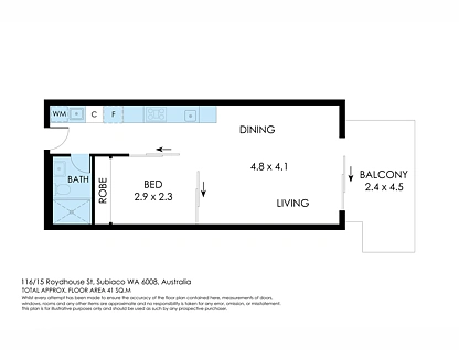 116/15-17 Roydhouse Street, Subiaco, Perth CBD, 1 ਕਮਰੇ, 1 ਬਾਥਰੂਮ, Apartment