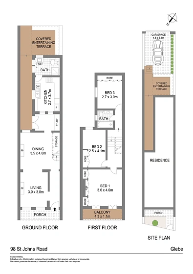 98 St John’s Road, Glebe, NSW 2037, 3 Bedrooms, 2 Bathrooms, House