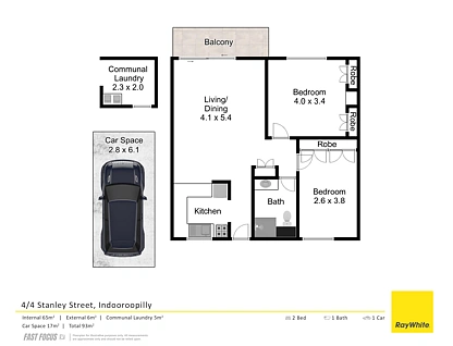4/4 Stanley Street, Indooroopilly, Brisbane Western Region, 2 Bedrooms, 1 Bathrooms, Unit