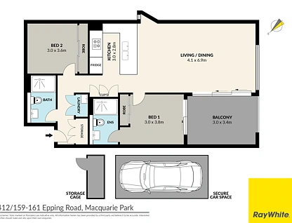 412/159-161 Epping Road, Macquarie Park, Upper North Shore, 2部屋, 2バスルーム, Apartment