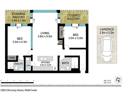 1/26 Levey Street, Wolli Creek, South Western Suburbs, 2 Kuwarto, 2 Banyo, Apartment
