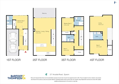 2/7 Arcadia Road, Epsom, Auckland City, 4房, 4浴, Townhouse