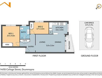 14/55 College Street, Drummoyne, Inner West, 2 कमरे, 1 बाथरूम, Apartment