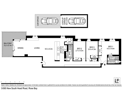 3/585 New South Head Road, Rose Bay, Eastern Suburbs, 3 Bedrooms, 2 Bathrooms, Apartment