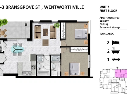 7/1-3 Bransgrove St, Wentworthville, Parramatta (Northwest suburbs), 2 rūma, 2 rūma horoi, Apartment