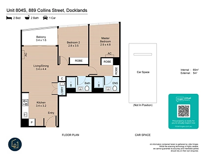 804S/889 Collins Street, Docklands, Melbourne CBD, 2 침실, 2 욕실, Apartment