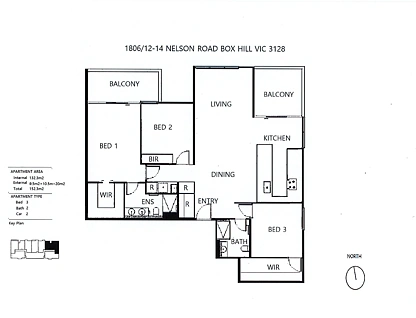 1806/12 Nelson Road, Box Hill, Inner East Melbourne, 3 ਕਮਰੇ, 2 ਬਾਥਰੂਮ, Apartment