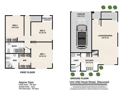 ID:21143599/62 Hood Street, Sherwood, Brisbane Western Region, 3房, 2浴, Townhouse