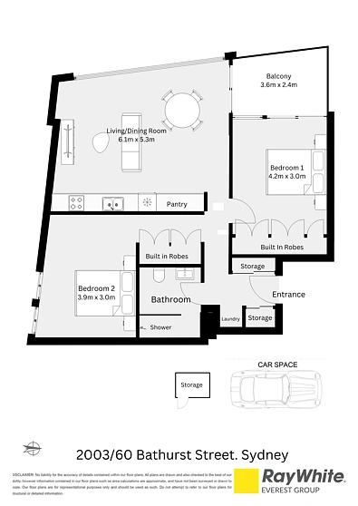 2003/60 bathurst street, Sydney, NSW 2000, 2 slaapkamers, 1 badkamers, Apartment