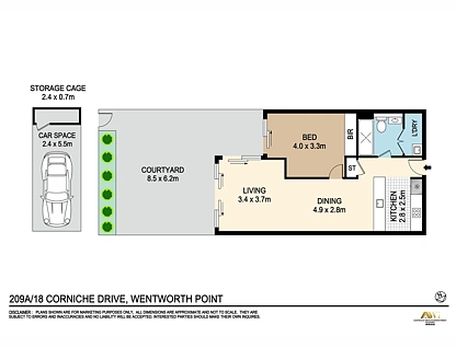 209/18 Corniche Drive, Wentworth Point, Parramatta (Northwest suburbs), 1 कमरे, 1 बाथरूम, Apartment