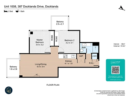 1008/387 Docklands Drive, Docklands, Melbourne CBD, 2 कमरे, 1 बाथरूम, Apartment