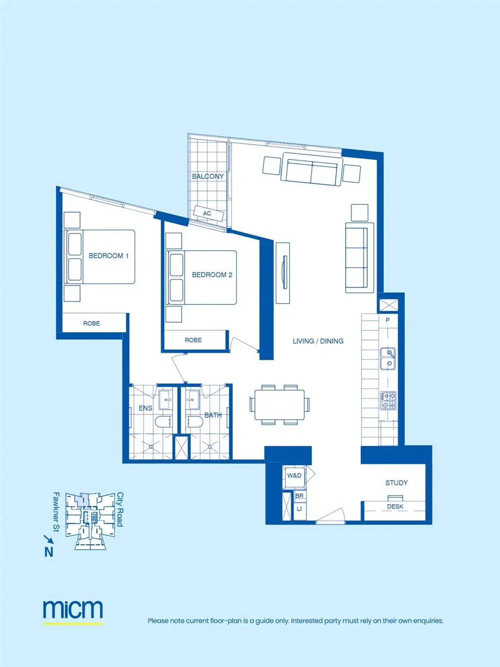 Spacious Two-Bedroom with Study
