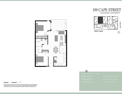 102/109 Cape Street, Heidelberg, North Melbourne, 2 غرف, 1 حمامات, Apartment