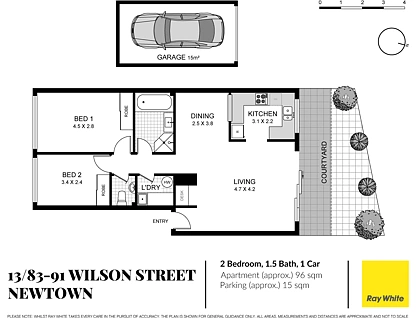 13/83-91 Wilson Street, Newtown, Inner West, 2房, 1浴, Apartment