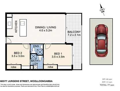 603/77 Jurgens Street, Woolloongabba, Brisbane - Southern Region, 2 침실, 2 욕실, Apartment