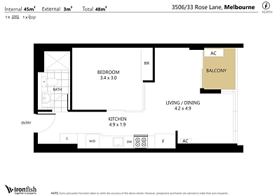 3506/33 Rose Lane, Melbourne, VIC 3000, 1 Bedrooms, 1 Bathrooms, Apartment